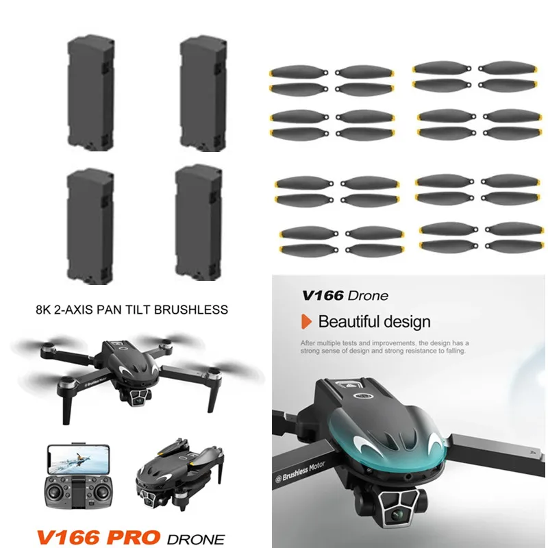 

V166 Brushless RC Drone 3.7V 1800Mah Battery/Propeller V166 Drone Battery V166 PRO Drone Battery Blades V166 RC Drone Parts Toys