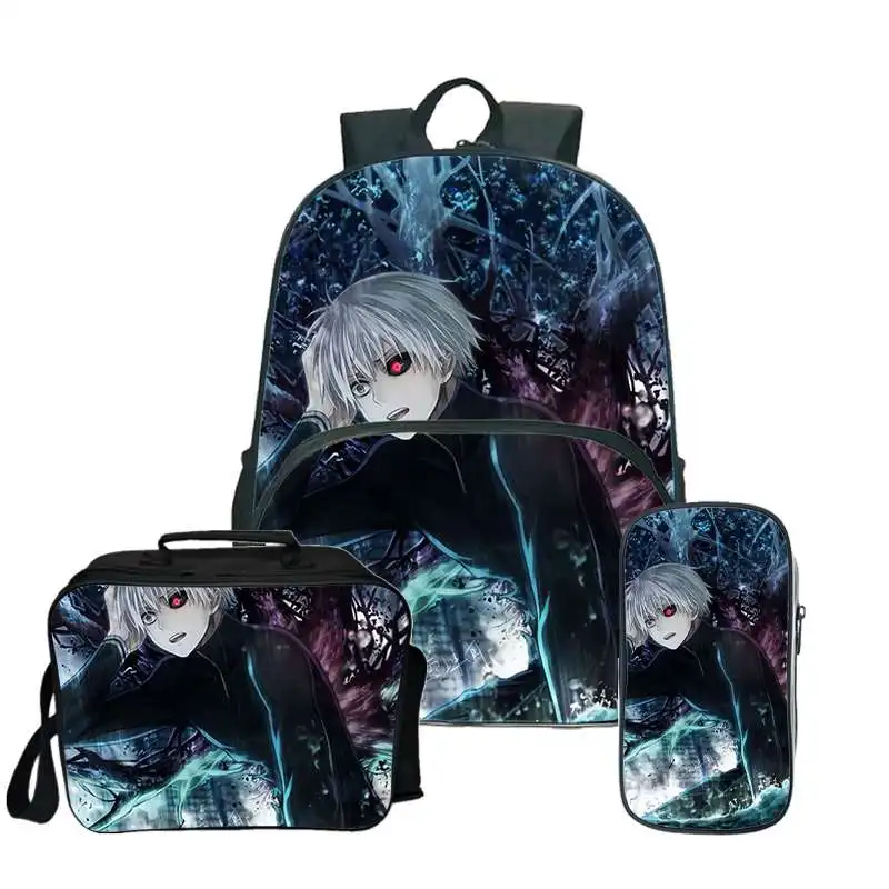 3D Print Tokyo Ghoul Backpack for Boys/Girls Canvas Travel Bag School Bag Anime Men\'s Schoolbag Cartoon Cute Teenager Cosplay