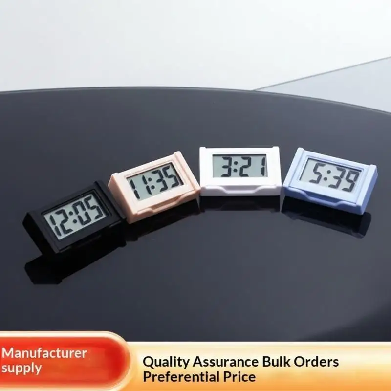 Mini Dashboard Digital Clock Large Screen Self-adhesive Battery Operated Electronic Clock for Car Home Office Use