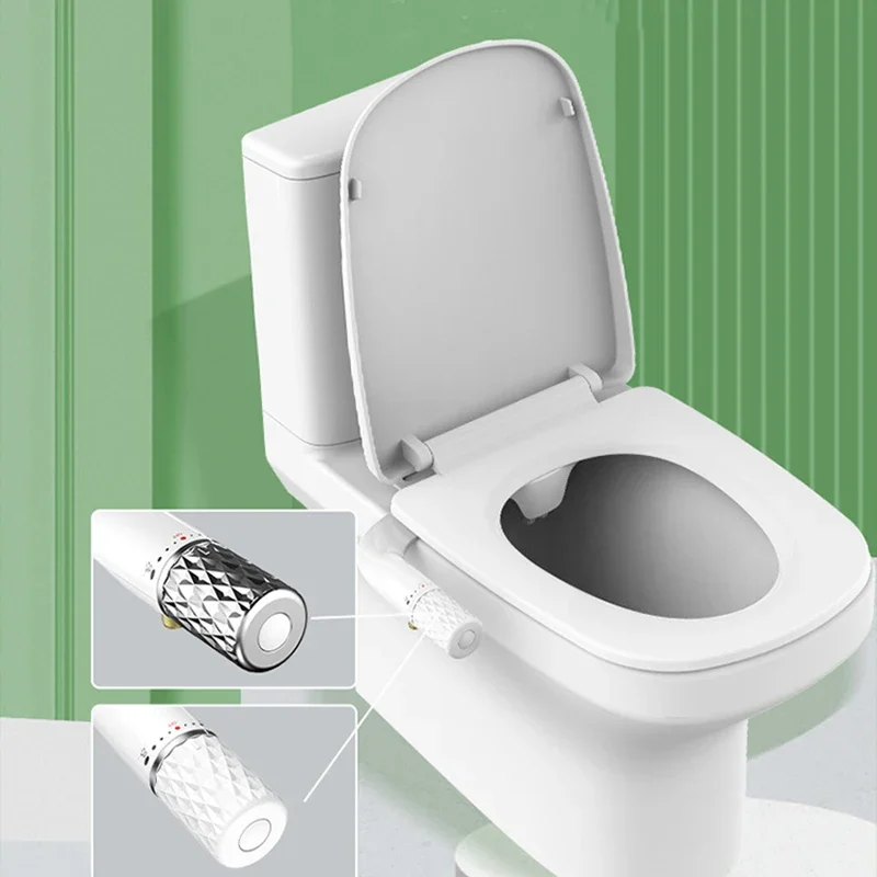 Bidet Attachment Ultra-Slim Toilet Seat Attachment Dual Nozzle Bidet Adjustable Water Pressure Non-Electric Ass Spraye Europe Ru