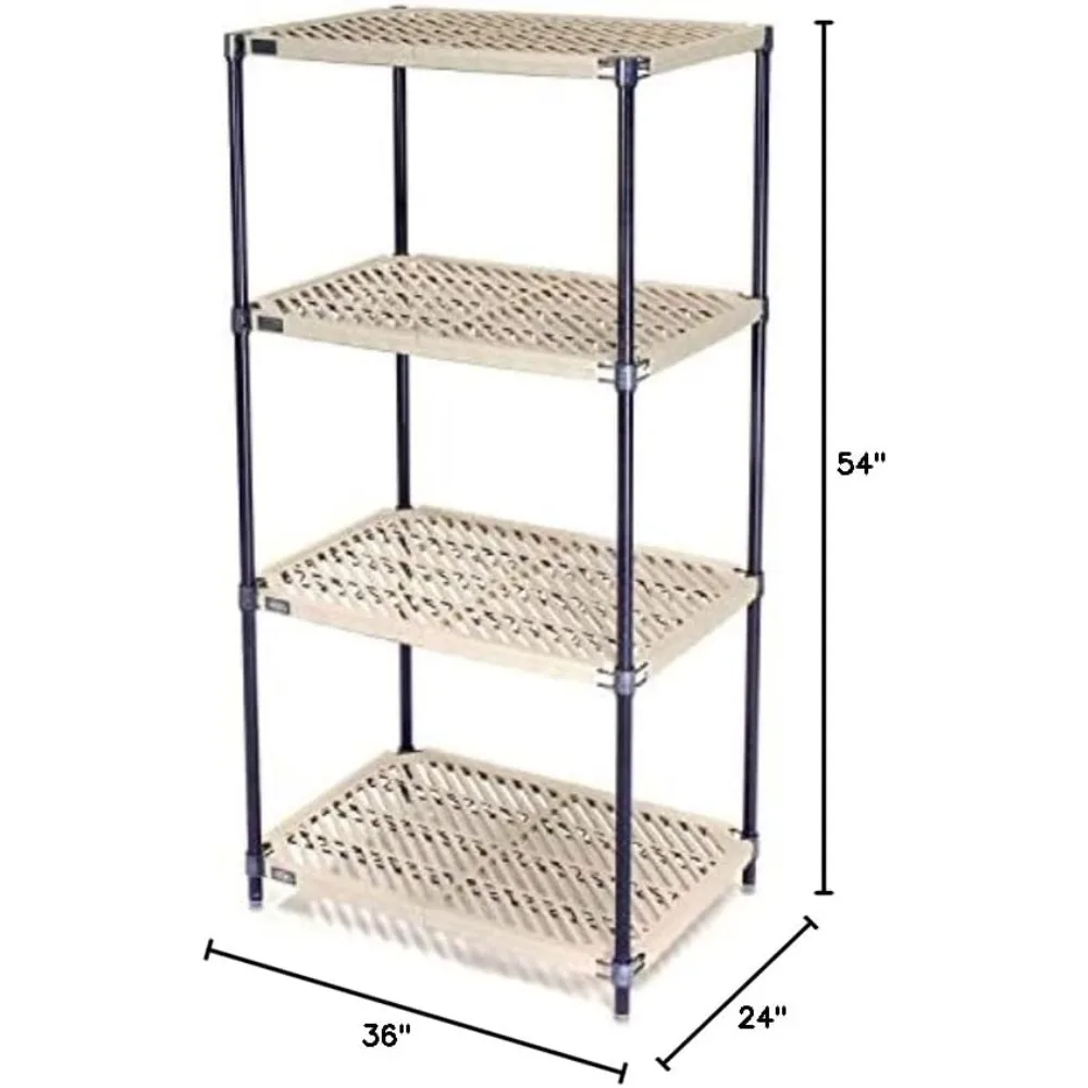 Półki plastikowe z otworami wentylacyjnymi, wytrzymałe wykończenie, 36x24x54, oszczędzające miejsce rozwiązanie do przechowywania w domu i biurze