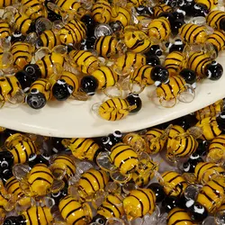 5pcs Yellow Cute Bee Charm Beads For Jewelry Making Supplies Glass Materials Animal Spacer/Loose Bead DIY Bracelets Accessories