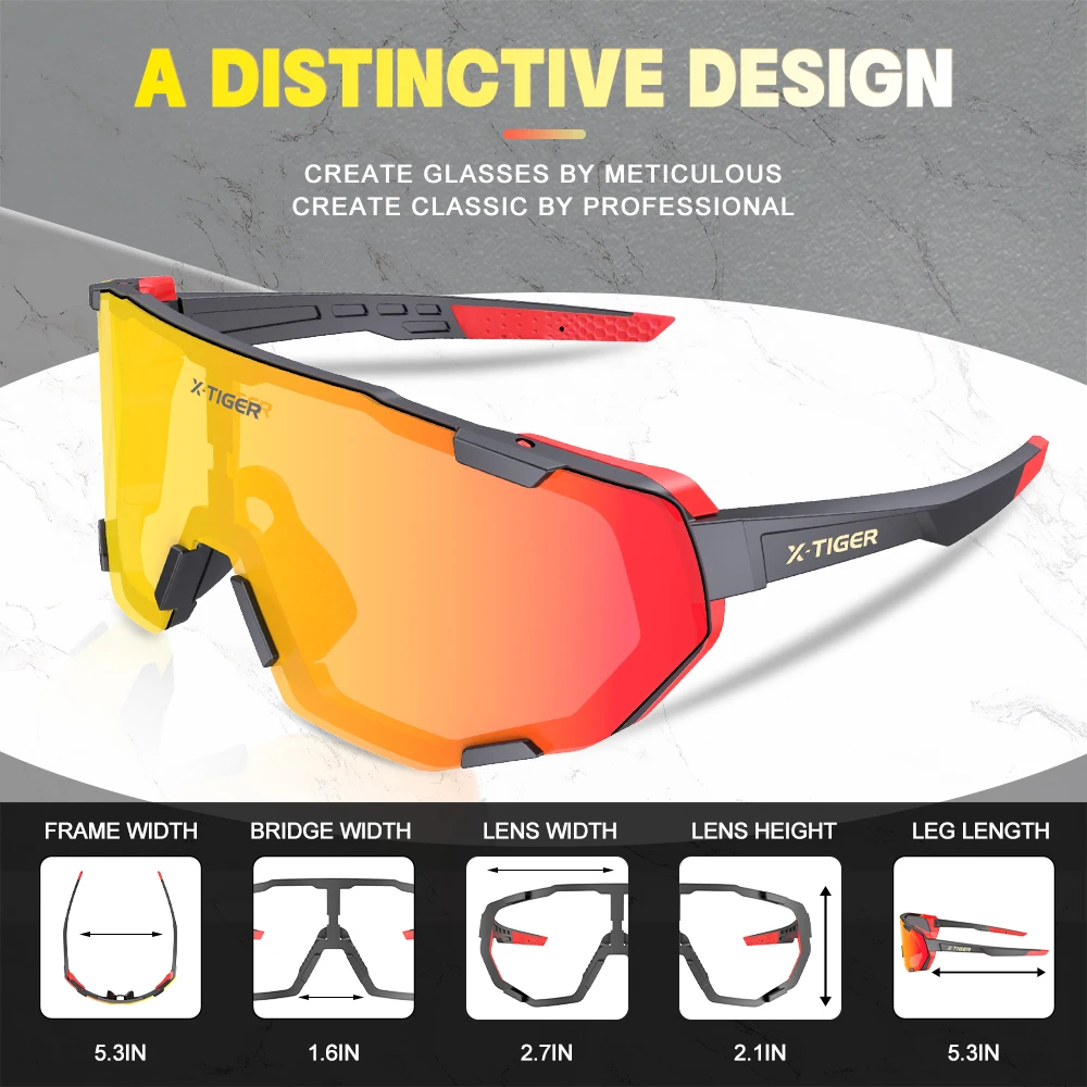 Gafas de ciclismo polarizadas para hombre, lentes fotocromáticas de protección para ciclismo de montaña, X-TIGER