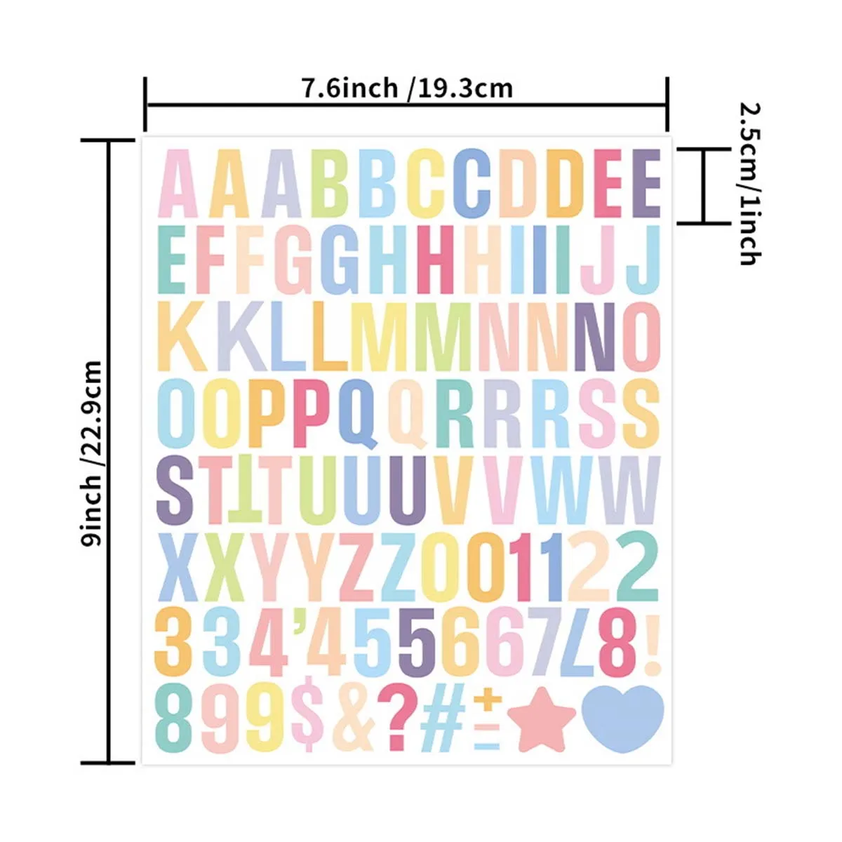 10 Sheets 1 Inch Colorful Letter Number Stickers, Self-Adhesive Vinyl Alphabet Stickers for DIY Crafts Journal Scrapbook Decor