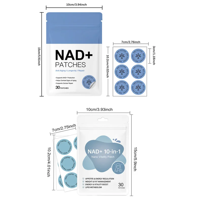 NAD+ Transdermal Patches, 60pcs Bundle for Cell Repair, Energy & Metabolism Support, Appetite Control Wellness Kit