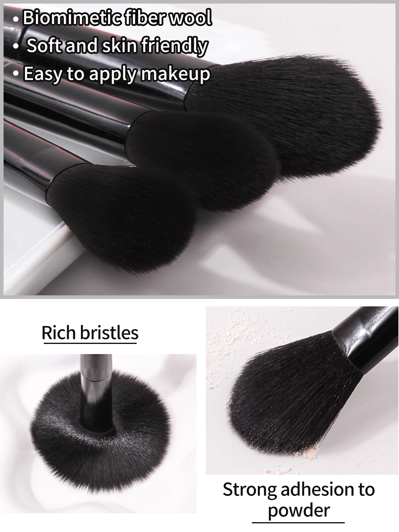 10pcs Cruelty Free Fiber Synthetic Hair black Ladies Cosmetic Makeup Brush Tools