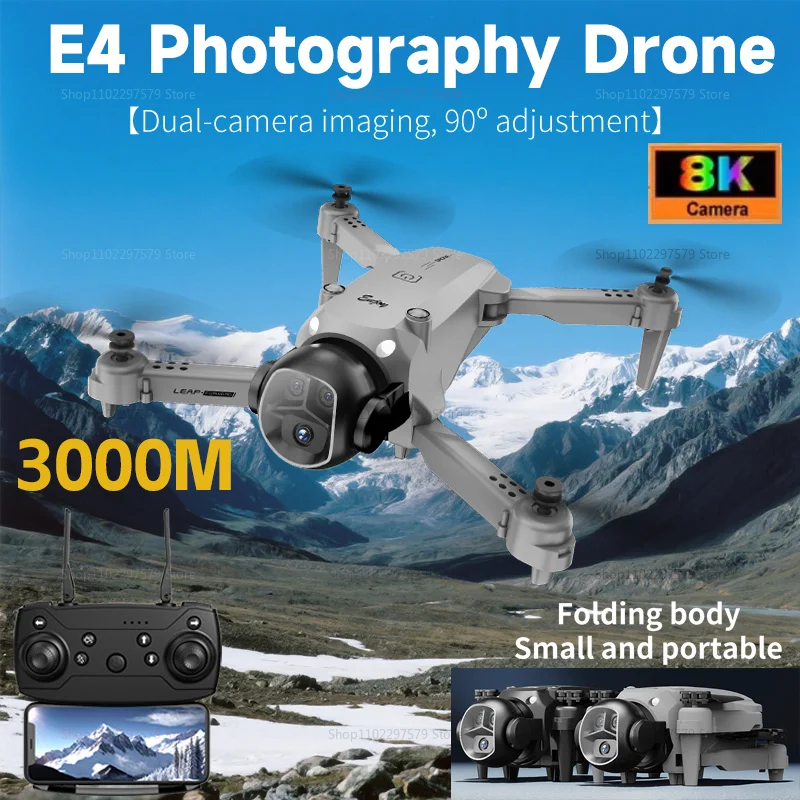 โดรน NEW E4 8K 5G GPS ระดับมืออาชีพ กล้อง HD มุมกว้าง ถ่ายภาพทางอากาศ ควบคุมระยะไกล พร้อมกล้องคู่ ควอดคอปเตอร์ ของเล่น UAV