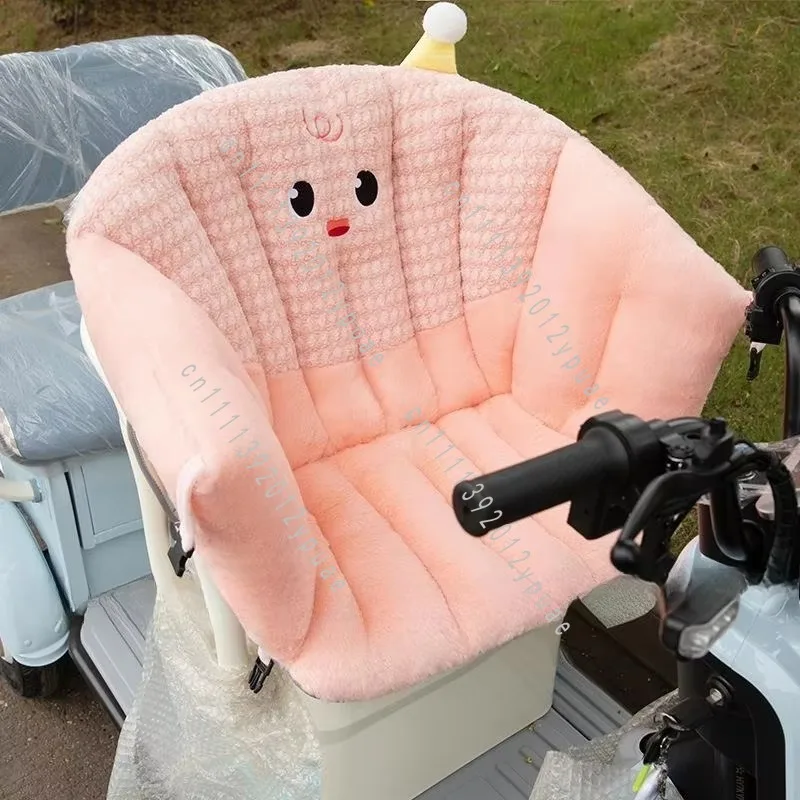 Winter Thickened Velvet Tricycle Seat Cushion, Integrated Waist & Back Support Pad, Warm Cushion for Long Time Sitting