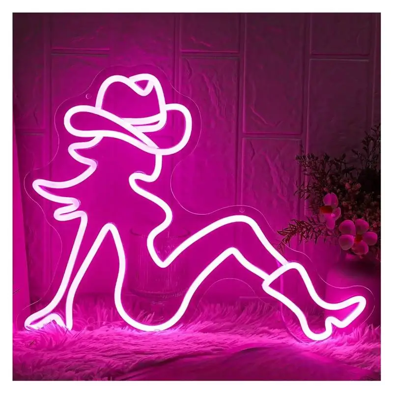 cowgirl-neon-sign-usb-powered-dimmable-light-for-party-music-room-wall-decor-30cm×382cm