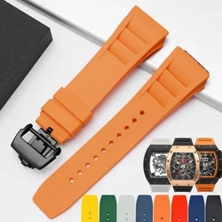 Watch Band For Richard Mille Watch Strap Men's 25mm High Quality Imported Waterproof Rubber Silicone Rm055 011 Steel Fold Buckle