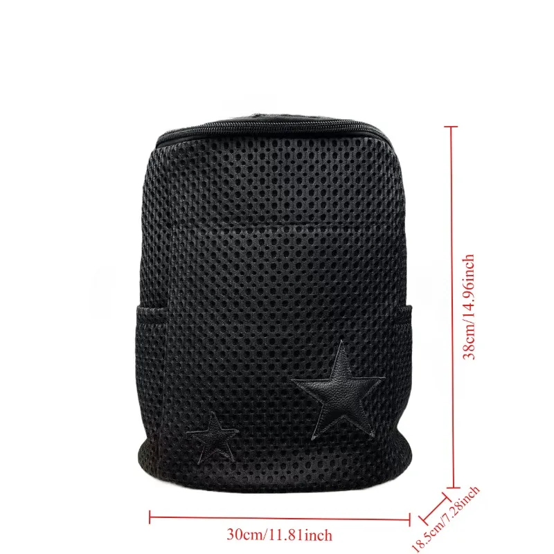 Unisex Large Capacity Nylon Handbag Fashionable Single Shoulder Dual Shoulder Backpack Spliced Mesh Neutral Bag