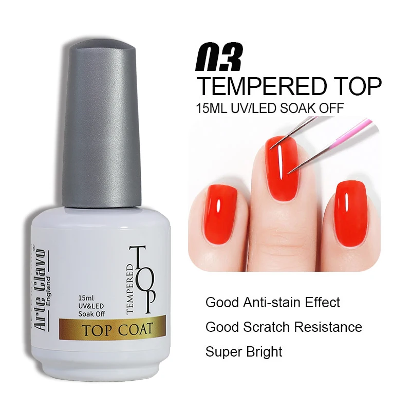 Arte Clavo, capa superior templada de 15ml, capa Base UV, barnices de Gel, esmalte de uñas en Gel, capa superior mate, removedor mágico de Gel reforzado