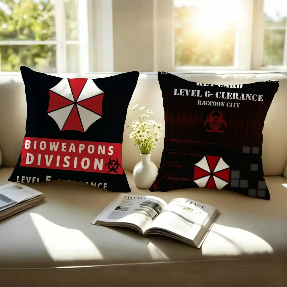 Game R-Resident E-Evil Pillow Case Square Double-Sided Sofa Cushion Cover Bedroom Bedside Pillow