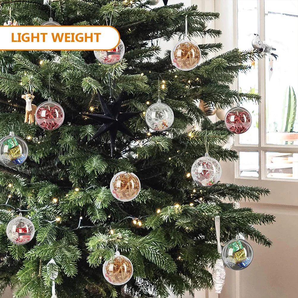 

24Pcs Clear Xmas Hanging Ball Ornaments Fillable Christmas Ball Pendant Tree Decoration Holiday Party Supplies