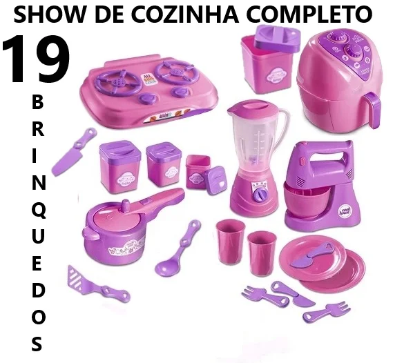 Altimar Kit Casinha Comidinha Cozinha Infantil Completa 19 Peças, Brinquedo Educativo Para Crianças