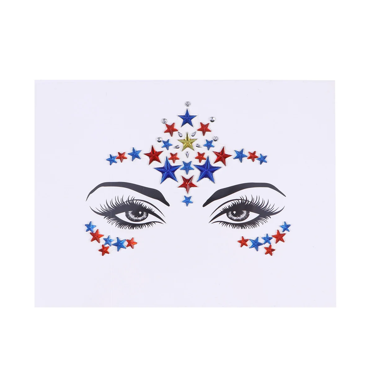 كريستال الوجه ملصق الخماسي تصميم الاكريليك الحفر الراين للعيون الجبين الخدين الجسم احتفالي ارتداء حزب البهجة #3