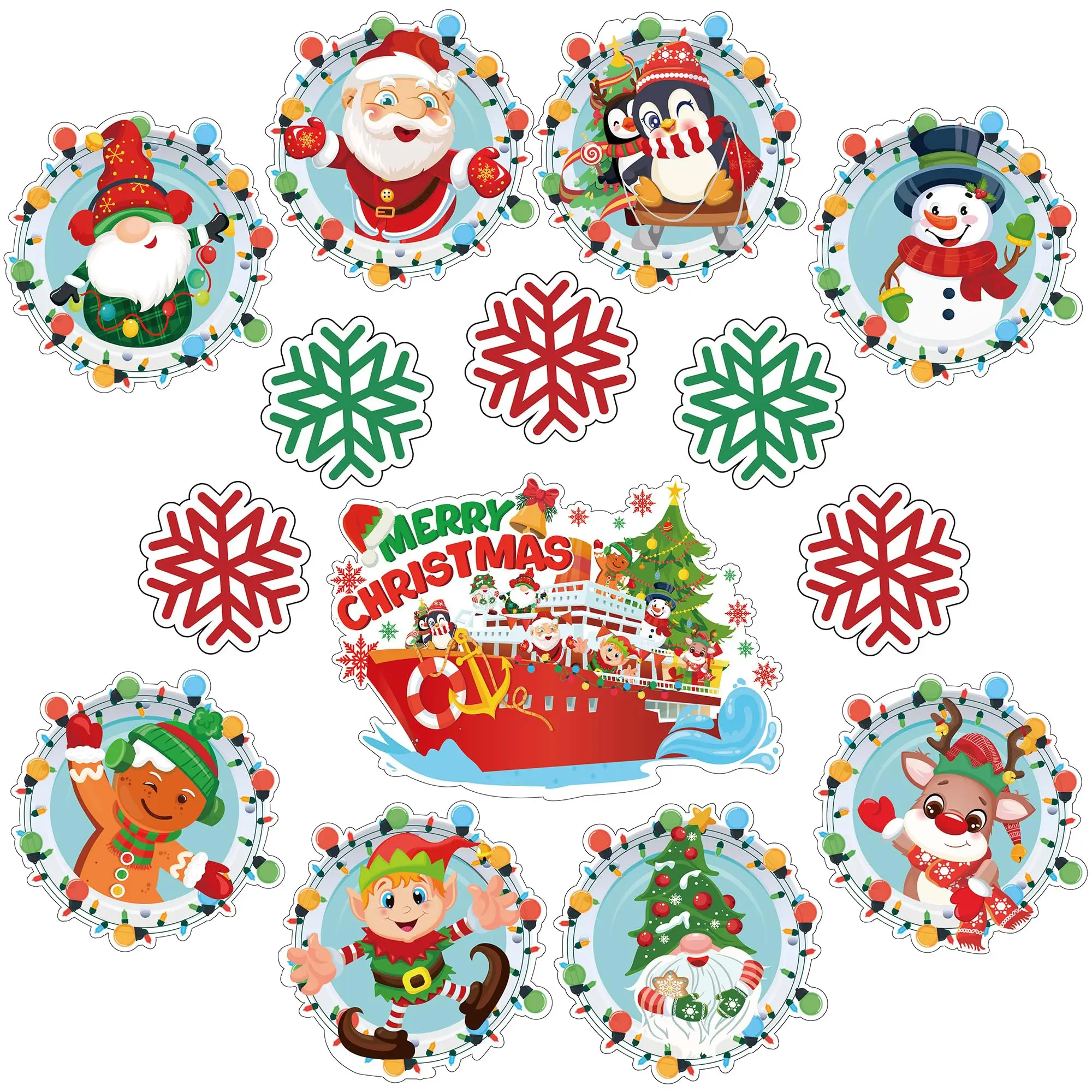 

Magnetic Christmas Cruise Door Decorations 14pcs, Funny Santa Snowman Christmas Cruise Magnets for Xmas Trip Carnival Cabin Meta