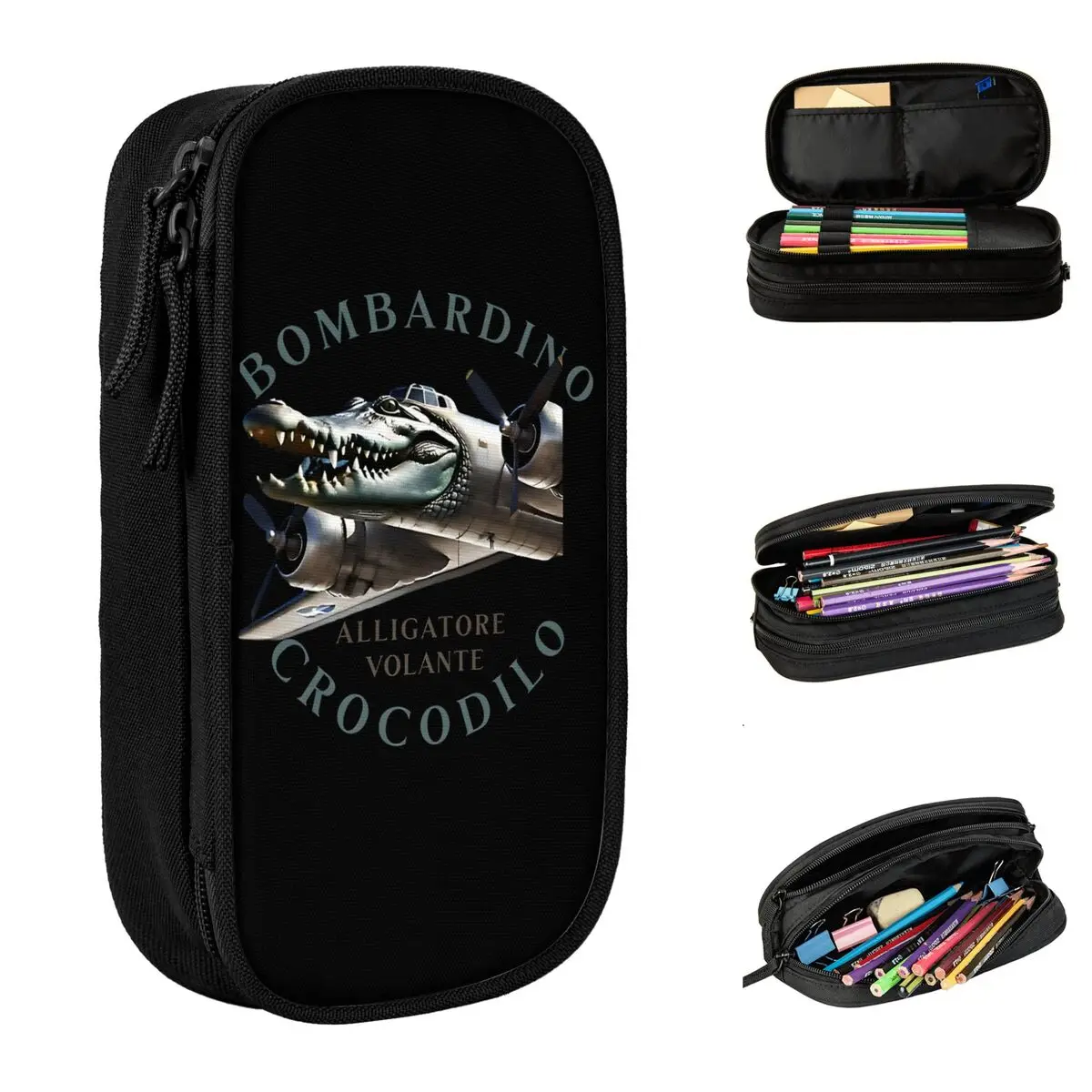 

Brainrot Meme Bombardino Crocodilo Pencil Cases New Italian Pen Bag Girls Boys Big Capacity School Supplies Zipper Pencilcases
