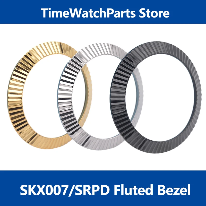 Fluted Watch Bezel SKX007 SRPD Stainless Steel Watch Bezel Ring 41mm Rotating Fluted Bezel For Seiko Watch Mod Repair Tool