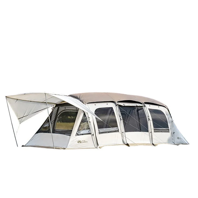 Tienda de campaña para acampar, equipo para acampar al aire libre, resistente al viento y a la lluvia, dos habitaciones, un salón, tienda de campaña con túnel espacial grande
