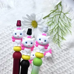 5pcs marie cat 3D focal Silicone beads Teether Jewelry Beads Food Grade For pen Pacifier Chain