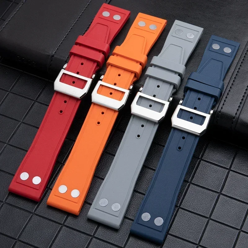 20 مللي متر 21 مللي متر 22 مللي متر مريحة فلوروروبر FKM المطاط حزام الساعات ل IWC حزام كبير الطيار بورتوفينو TOP GUN حزام (استيك) ساعة مع برشام
