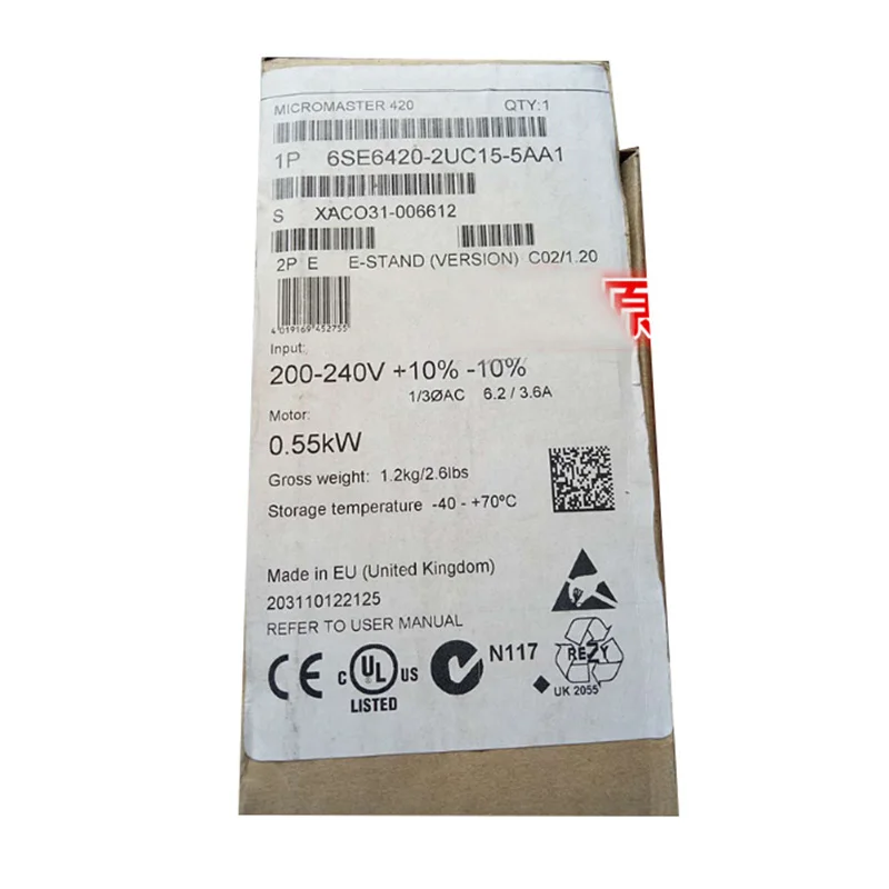 

New original 6SE6420-2UC15-5AA1 0.55 kW without filter 6SE64202UC155AA1 inverter spot