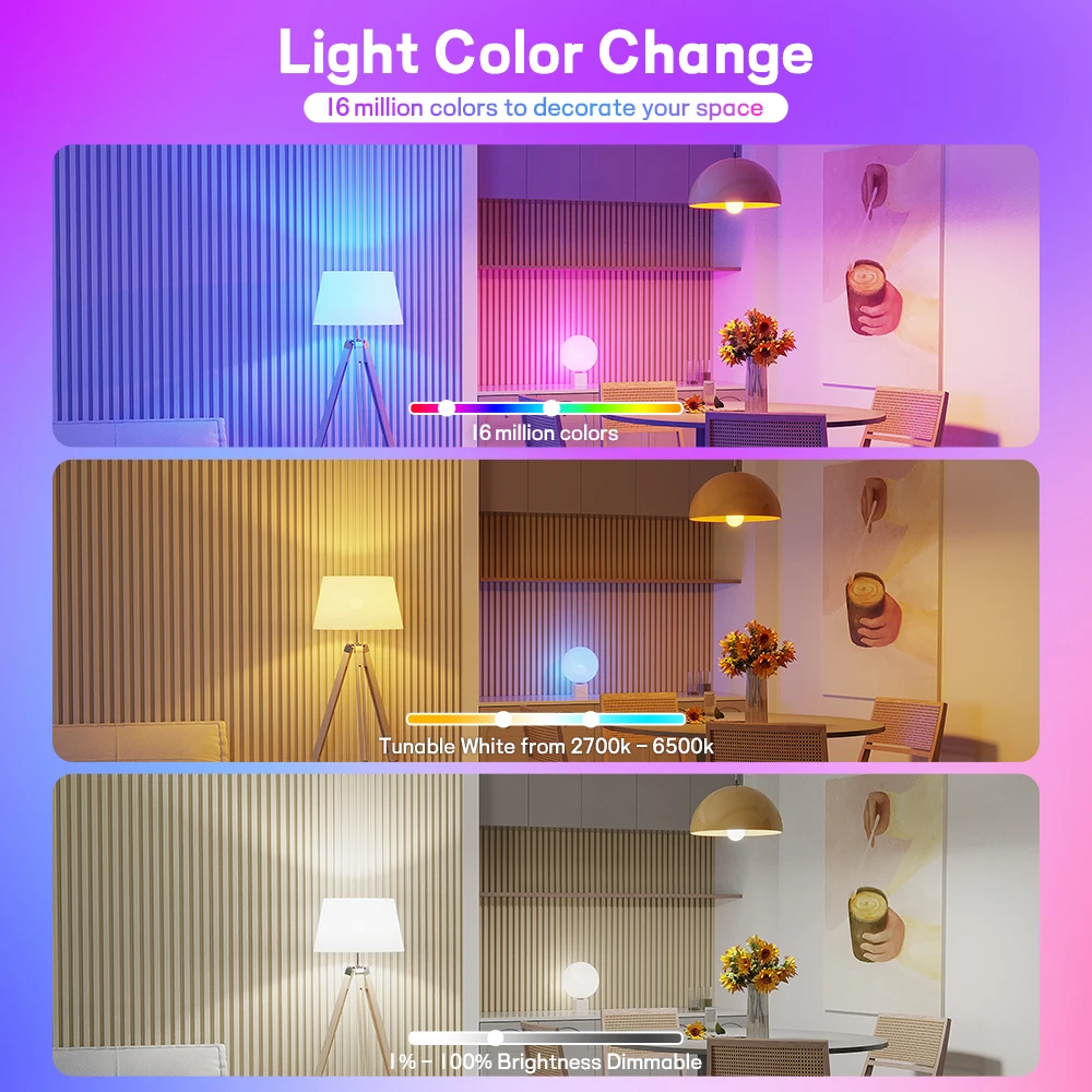 NINFULL Smart Light Bulbs RGB E27 GU10 Led Bulb 100-240V Smart Home Wifi Bluetooth Lamp Works With Alexa Google Home Smartthings