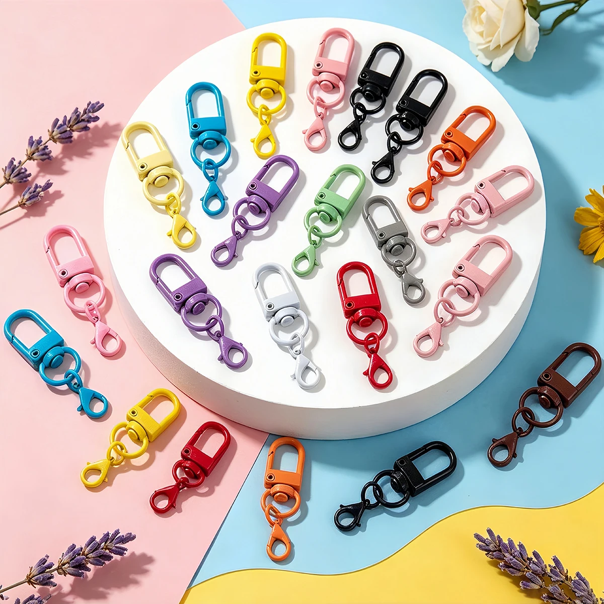 5-10 Stück bunte Metall-Schnappverschlüsse, Karabinerhaken, drehbare Schlüsselringe, Schnallenverbinder für DIY-Anhänger, Schlüsselanhänger, Taschenzubehör – Detail 2