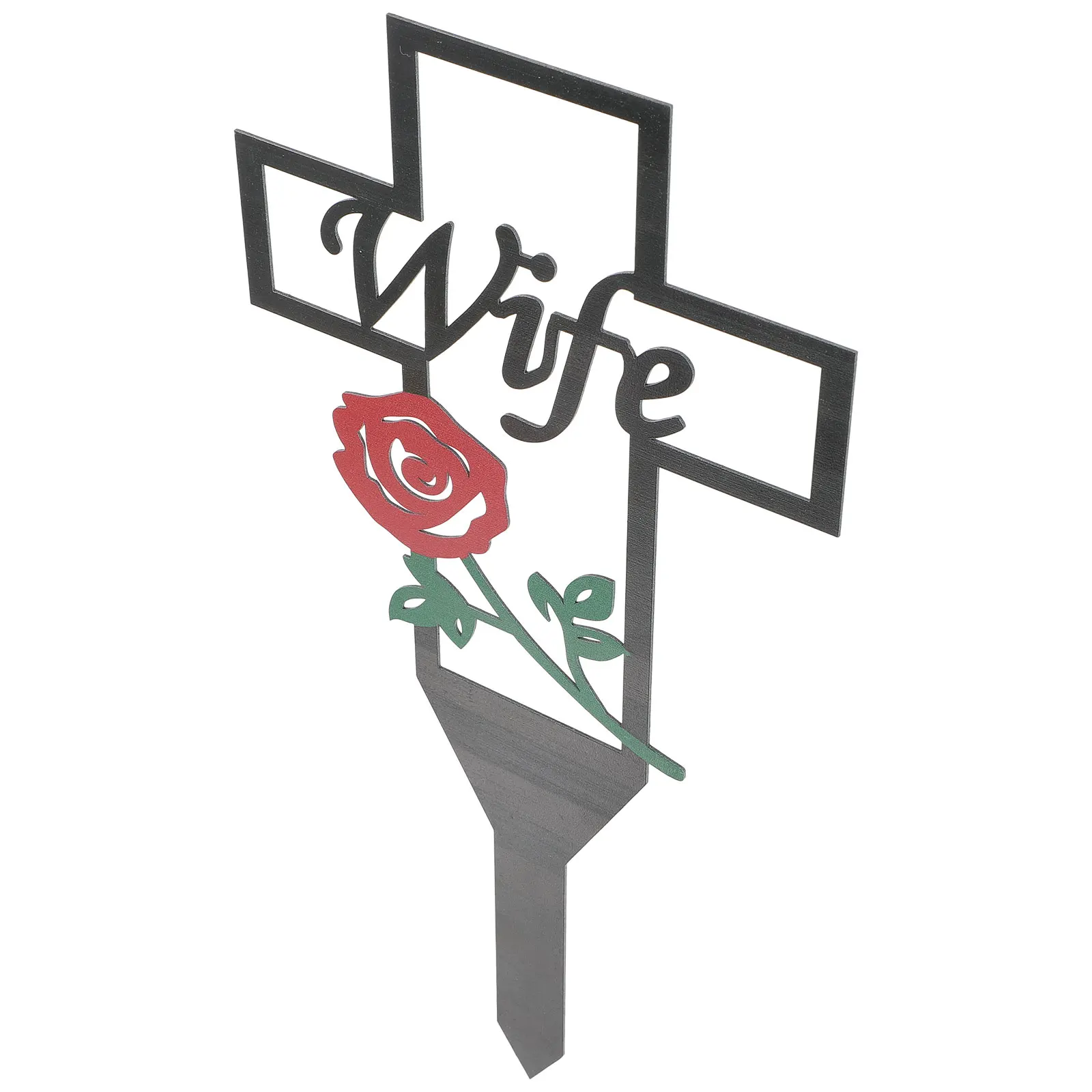 

Grave Stake Durable Lightweight Cemetery Decoration Rose Wife Memorial Plaque Grave Marker Garden Yard Signs