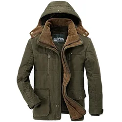 Casacos longos com capuz masculino, Parkas quentes casuais, casacos de carga, bolso múltiplo, boa qualidade, ajuste masculino, 6XL, inverno