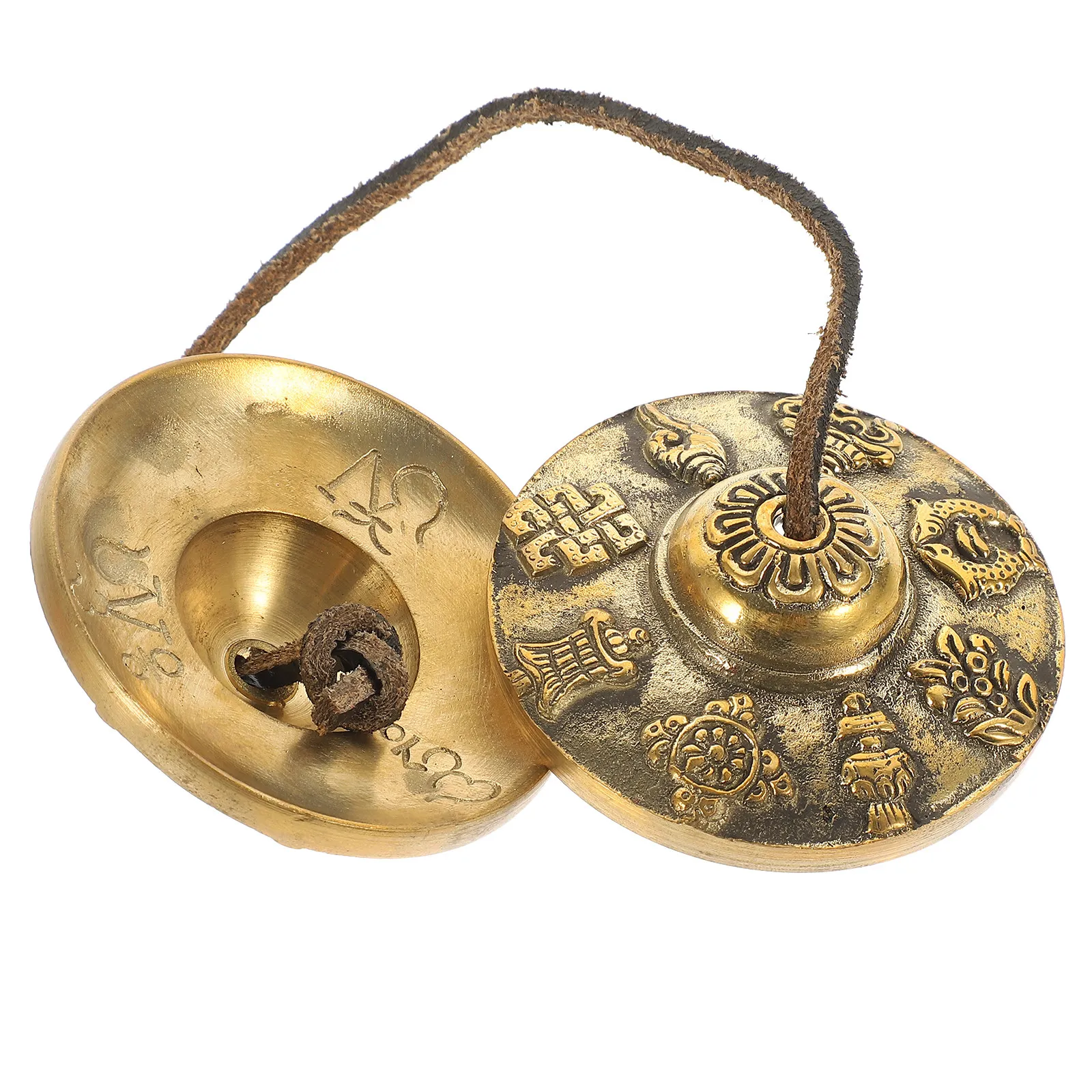 

Copper Tibetan Bell on String Hand Crash Cymbal for Meditation Yoga Spiritual Practice Clear Ringing Tone Portable Storage Bag