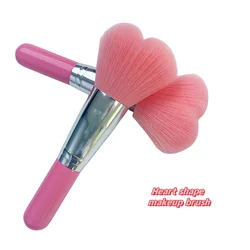 Newly High-End Quality Makeup Brush Pink Heart Shape Pink Synthetic Hair Powder Blush Makeup Brush Wood Handle Face Beauty Tools