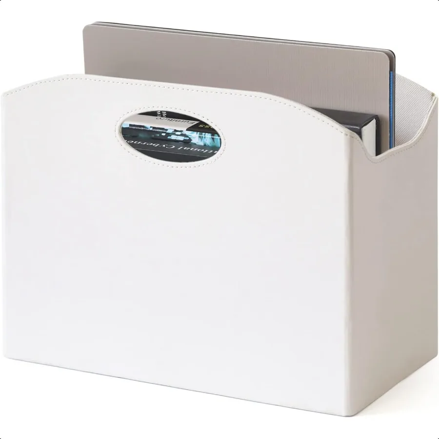 

EZDeco Magazine Holder Foldable Magazine Rack Floor PU Leather File Holder Newspaper Book Storage Basket Document File Folder O