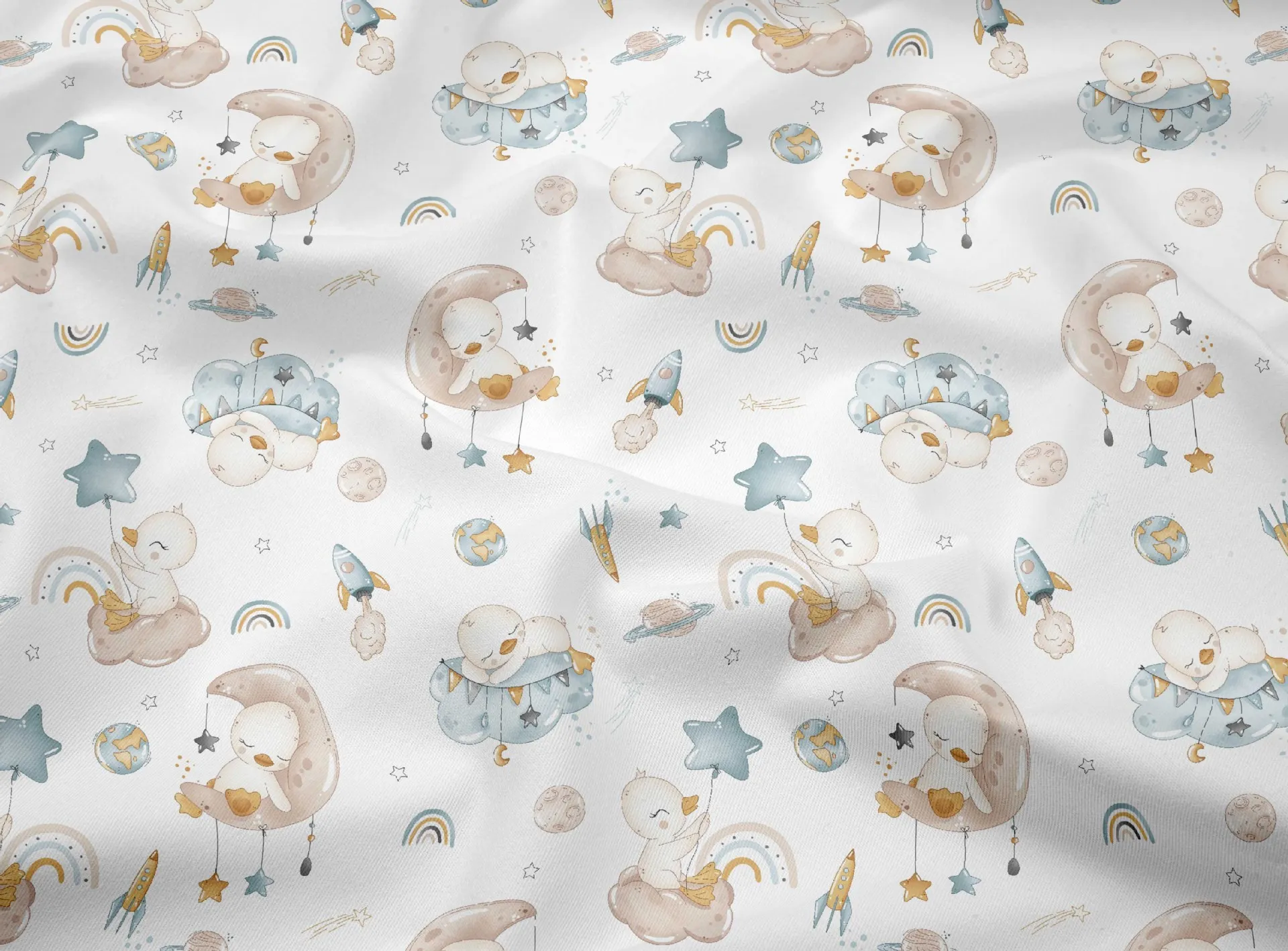 160*50cm Cute Aerial Duckling Print Cotton Fabric,DIY Patchwork Cloth,Handmade Material,Sewing Craft,Quilting Baby Dress,Tecido