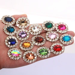 4Pcs 25mm*31mm Hippo Eyes Oval Rhinestone Button Flatback for Wedding Invitation Craft Projects Can Mix Colors For Free Delivery