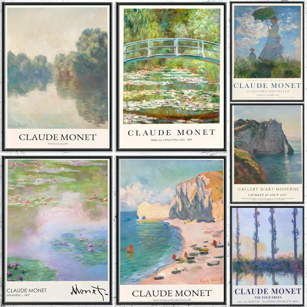 Claude Monet ART Painting Calligraphy HD Canvas Poster Crease Free Waterproof All Space Wall Decor