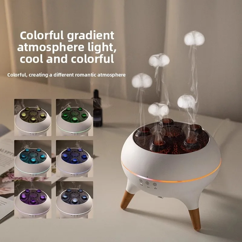 V80 Silent Desktop Ambient Light Voice-activated Pickup Jellyfish Humidifier Smoke Ring