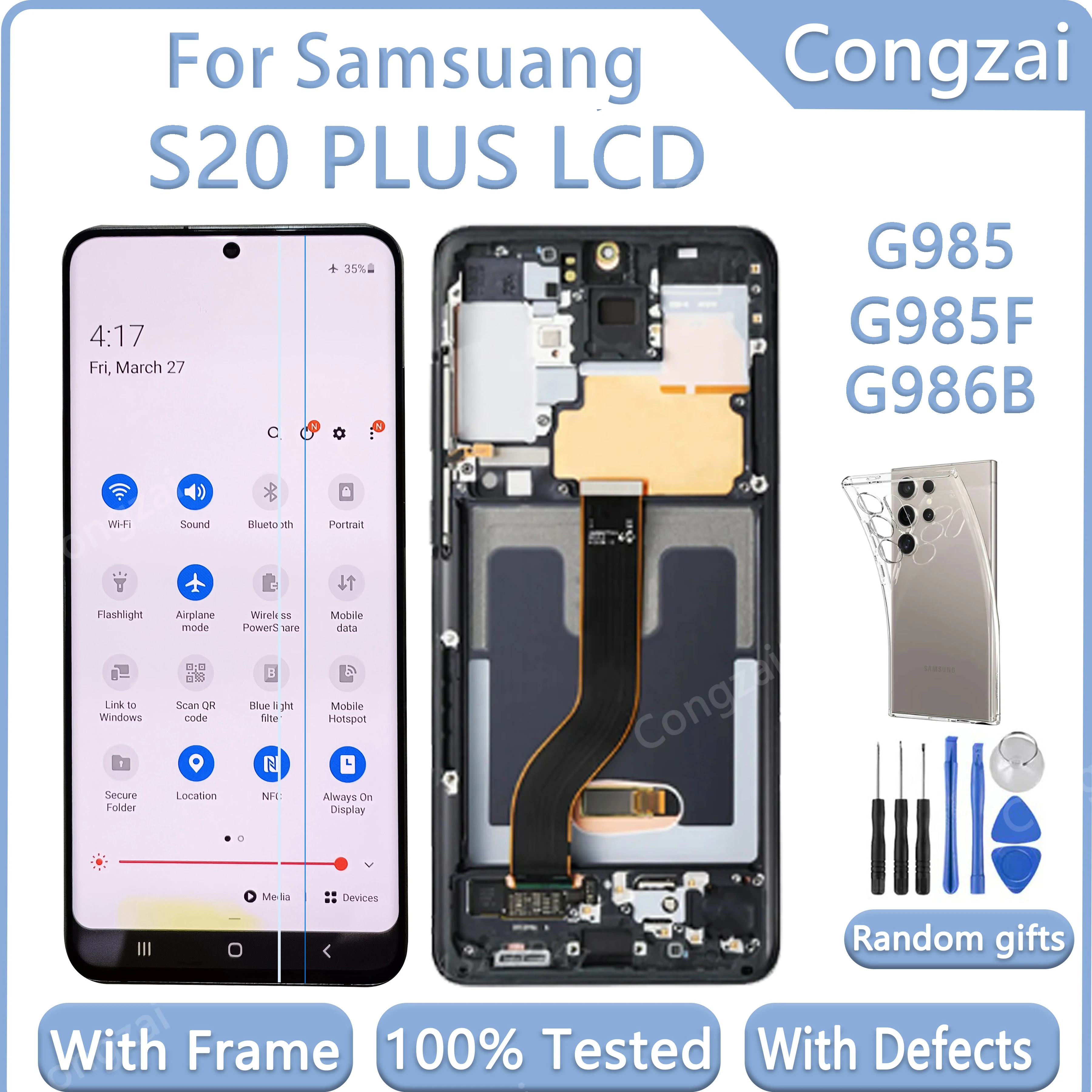 

AMOLED для Samsung Galaxy S20 Plus ЖК-дисплей G985 G985F/DS, сенсорный экран S20 + с дигитайзером в сборе, ЖК-дисплей