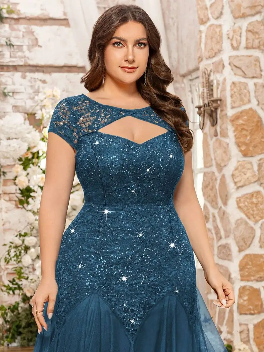 Plus Size Elegant Sweetheart Neck Sequin Floral Lace Mermaid Evening Dress For Party Wedding view 4