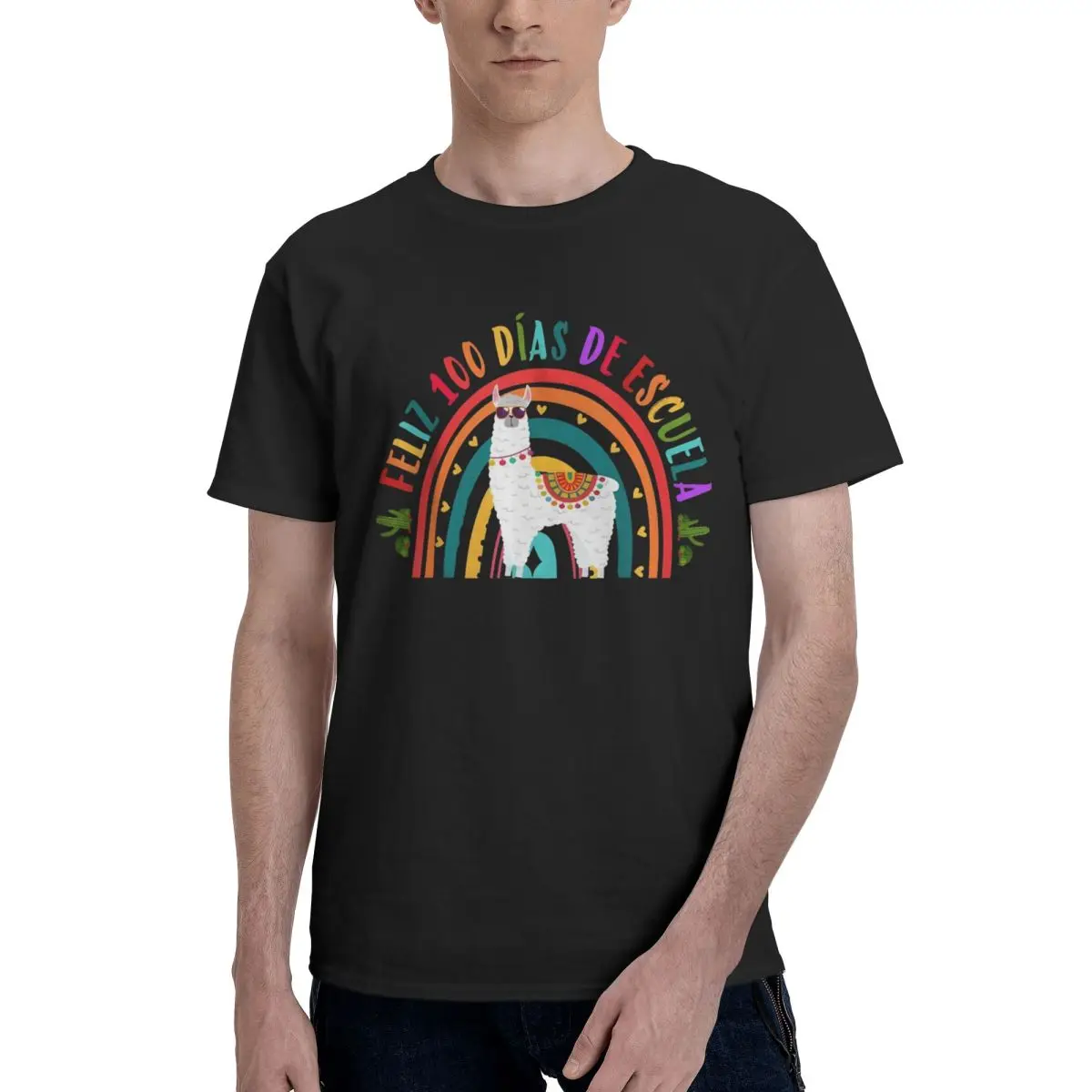 Colorful Llama Rainbow Art Sports Tshirt Vintage Home Title Hot Sale Eur Size