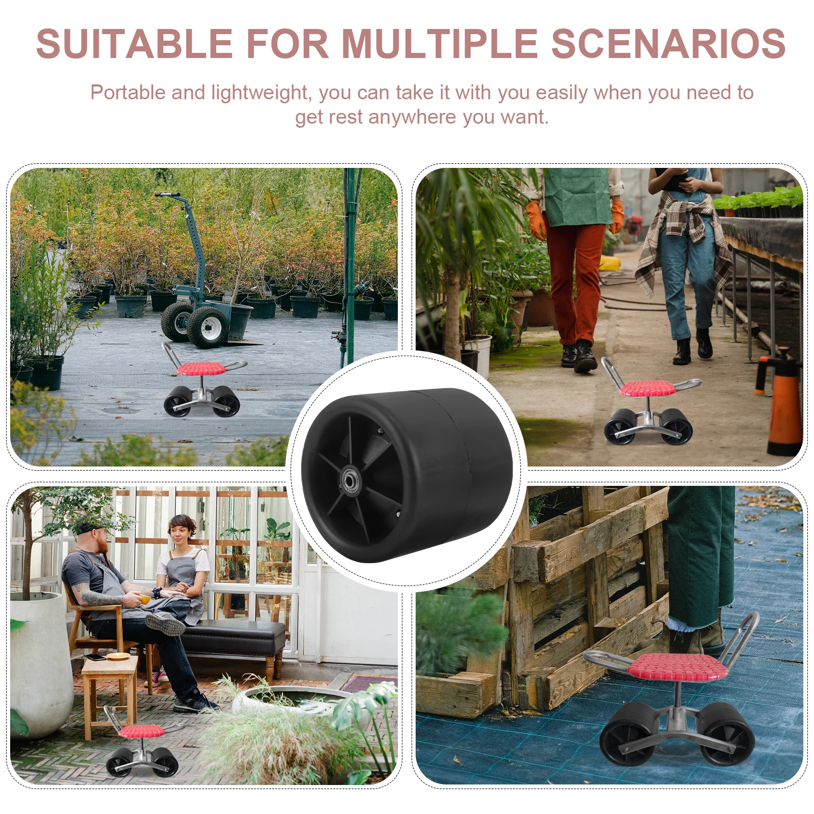 

Garden Stool Replacement Weeding Rolling Seat Chair Durable Portable Lightweight Easily Move Stool Wheel Gardening Tool Mobile
