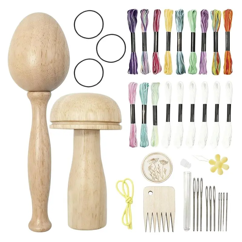 

Premium-Darning Egg Mushroom For Socks(2 Pcs), Mushroom Knit Darning Patches Kit Includes Large Eye Needle& Colorful Sewing Thre