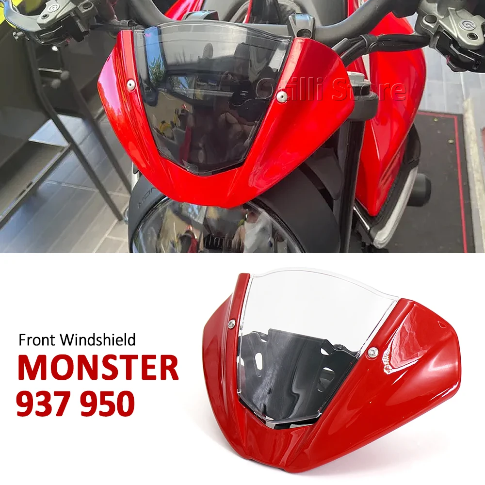 

Motorcycle Sports Windshield WindScreen Visor Viser Fits For Ducati Monster 937 950 MONSTER Double Bubble 2021 2022 2023 2024