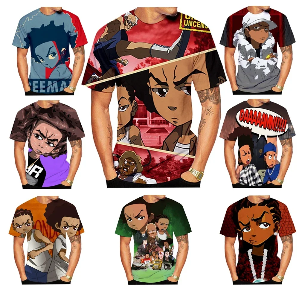 Summer New Unisex Fashion Short-sleeved T-shirt Craig Smokey X Boondocks Huey Riley 3D Printed Casual T-shirt Kids Tops 100-6XL