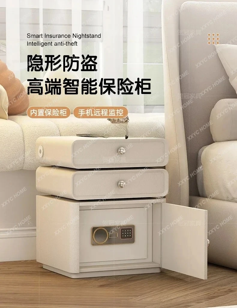 Y Modern Minimalist Multi-Functional Practical Bedside Table with Safe Box High-End Smart Bedside Table