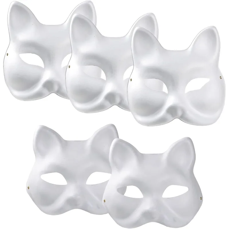 

5 упаковок DIY пустых масок лисы и кошки, индивидуальные маски с ручной росписью, подходят для косплей-масок на Хэллоуин