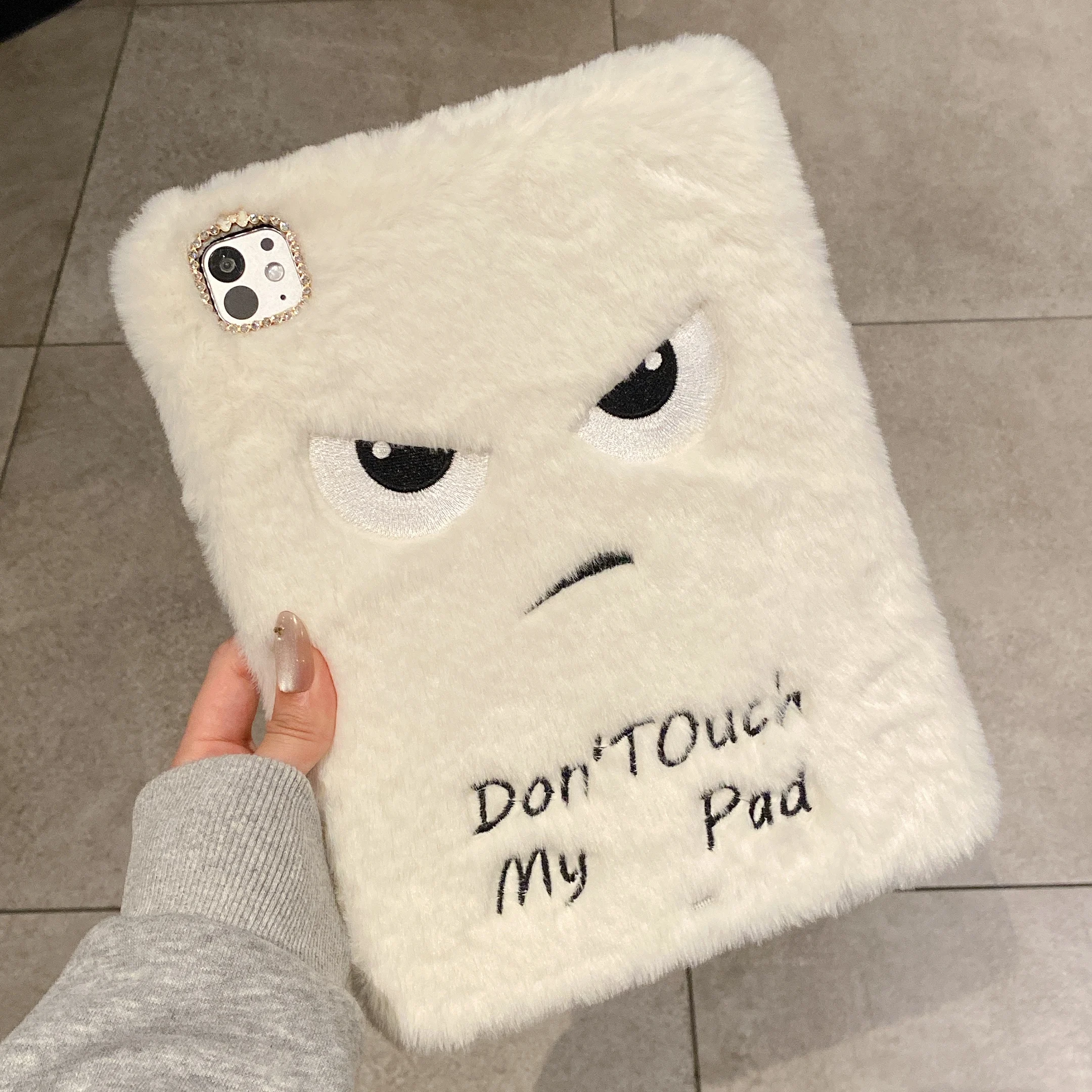

Emoticons with Pencil Holder Plush Fluffy Tablet Case for OPPO Pad 11in OPPO Air 10.36 OPPO 2/3 11.6in OPPO Air2/NEO 11.4 Cover