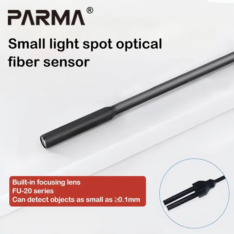 Fiber optic sensor FU-20 with small light spot, 0.1mm thin fiber, equipped with built-in focusing mirror lens, diffuse reflectio