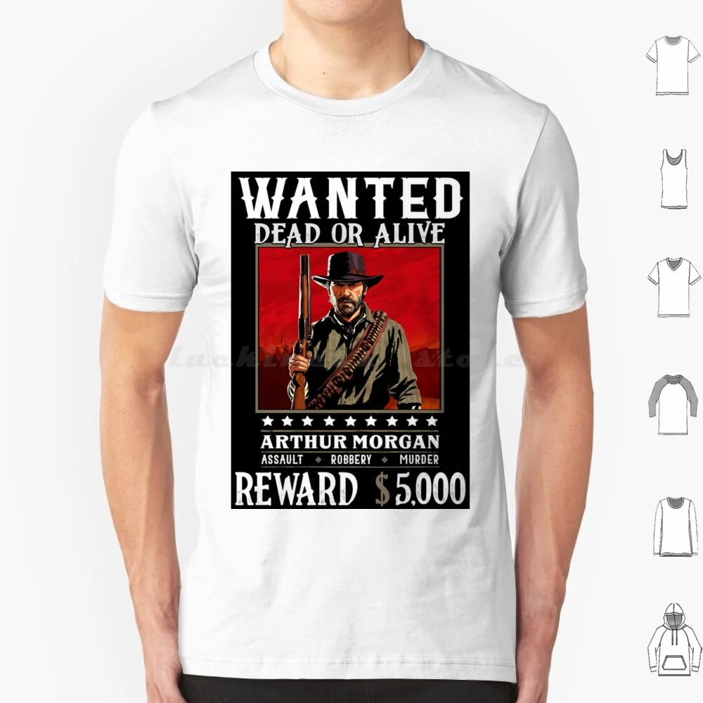 T-shirt Arthur Morgan Wanted Dead Or Alive en coton pour hommes et femmes, impression DIY, Arthur Morgan Cowboy Rdr Gaming Western Game Ps4 Gamer